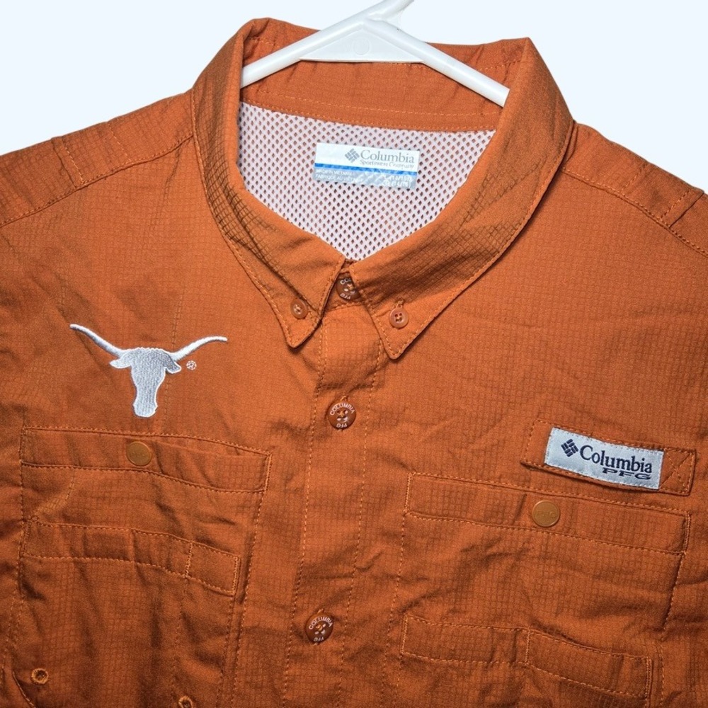 Columbia PFG Texas Longhorns Youth Large 14/16 Fishing Shirt Burnt Orange